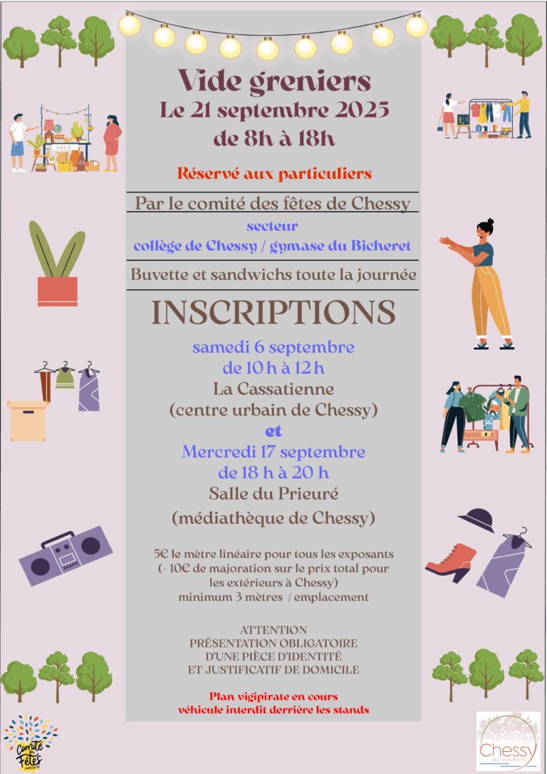 Vide grenier 21 septembre à Chessy 77